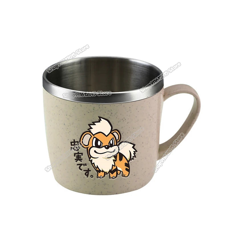 Pokémon Stainless Steel Mug – Pikachu, Snorlax & Eevee Cartoon Drink Cup