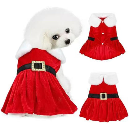 Christmas Dog Dress – Cute Red Skirt Winter Outfit for Small & Medium Dogs, Soft Comfortable Pet Clothes, Easy-Clean Holiday Costume