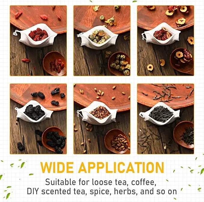 100-1000pcs Disposable Tea Filter Bags – Nonwoven Drawstring Tea Strainer Bags, Single Use Loose Leaf Tea Bags for Coffee, Herbs, Spices & Kitchen Brewing Accessories