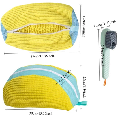Shoe Washing Machine Bag with Cleaning Brush Set - Durable Reusable Laundry Bag for Sneakers, Running Shoes & Delicates (1, 2 or 4 Pack)
