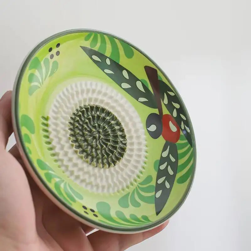 Handmade Ceramic Garlic Grater Plate – Kitchen Garlic Grinder & Mincer Tool for Fresh Garlic, Ginger & Spices