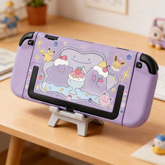 Funda protectora para Pokémon Switch 2 – Cubierta rígida mate con diseño de Ditto y agarre suave para consola de juegos compatible con base