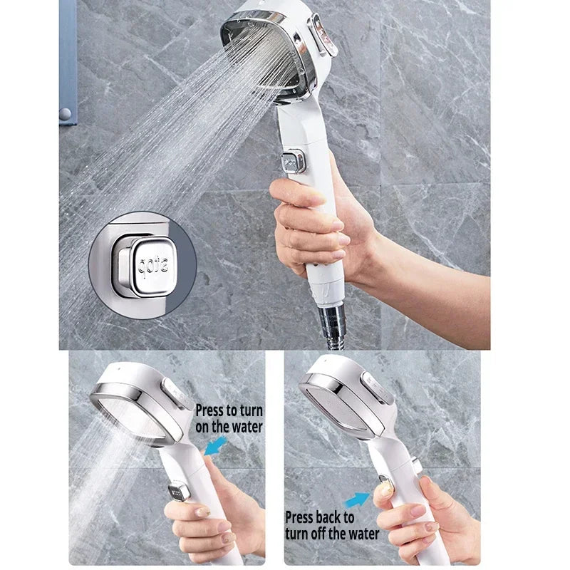 Pommeau de douche haute pression – Pulvérisateur de douche à main 3 modes à économie d'eau, fonction d'arrêt à une touche, accessoire de douche de salle de bain réglable pour la maison