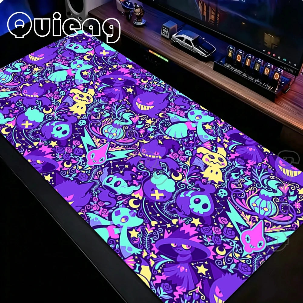 Tapis de souris Gengar Anime Gaming – Grand tapis de bureau Pokémon antidérapant pour ordinateur portable, clavier et configuration PC