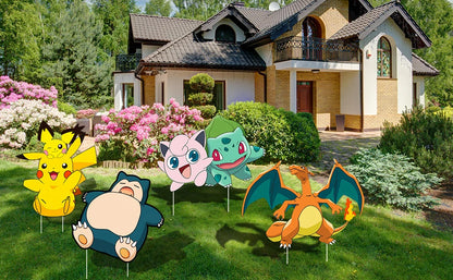 Pokémon Yard Signs Set – 8PCS Party Outdoor Decorations with Stakes (Birthday & Event Decor)