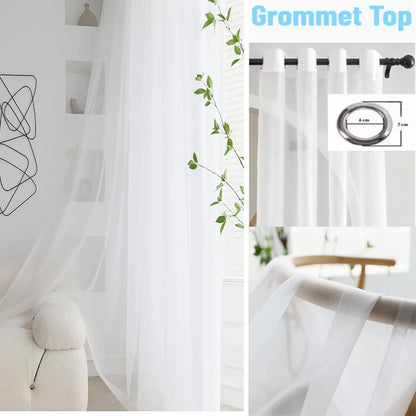 Cortinas de tul blanco transparente modernas – Paneles transparentes para ventanas de sala de estar y dormitorio