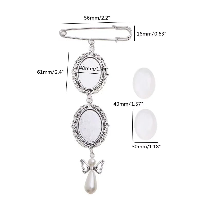 Wedding Bouquet Photo Charm – Oval Picture Frame Pendant Brooch for Bridal Bouquets & Memorial Keepsakes