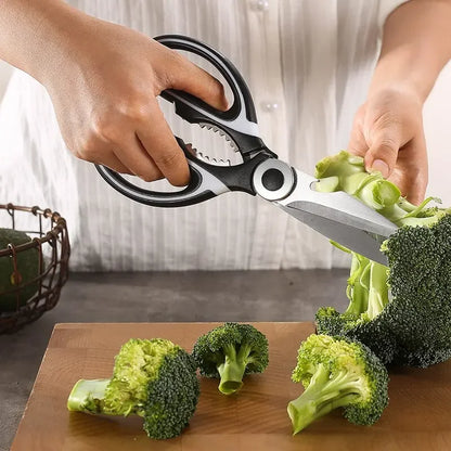 Ciseaux de cuisine en acier inoxydable avec couvercle de protection – Ciseaux robustes pour volaille, poisson, légumes et ouvre-noix