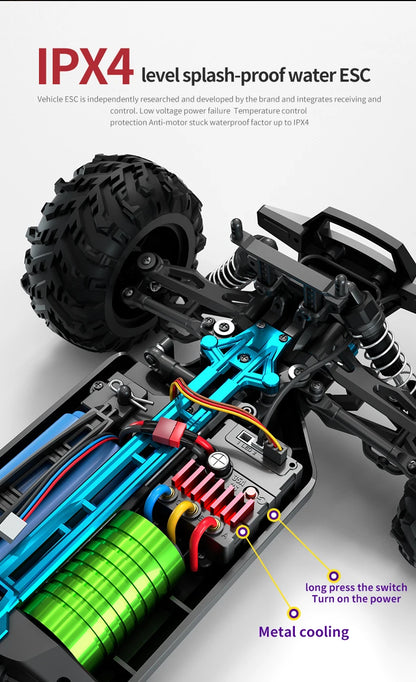 ZWN 1:16 4WD RC Monster Truck 50KM/H y 70KM/H Coche de Derrape de Alta Velocidad con Luces LED y Control Remoto 2.4GHz