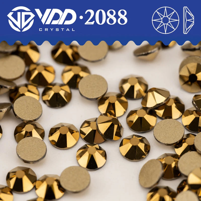 VDD 2088 Crystal Flower Nail Rhinestones – Non-Hotfix 8 Big & 8 Small Flatback Gems for Nail Art & DIY Decorations