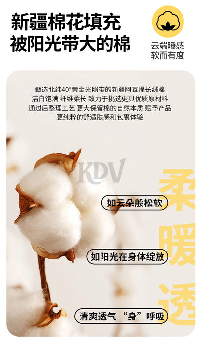 100% Cotton Filled Comforter – Soft Lightweight Warm Winter Quilt for Autumn & Cold Weather Bedding