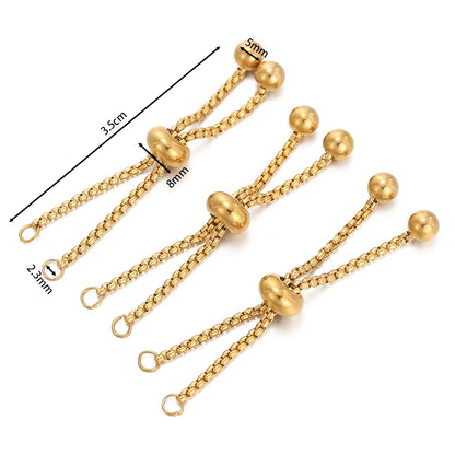 Chaînes coulissantes réglables en acier inoxydable 304, lot de 3, avec embouts à billes – Rallonges de bracelet DIY pour la fabrication de bijoux