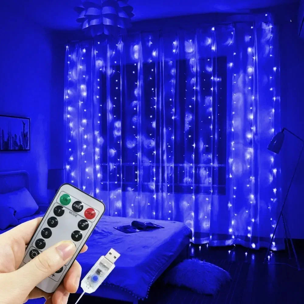 Luces USB LED de Cortina – 8 Modos de Iluminación con Control Remoto para Decoración de Dormitorio, Boda, Festividades y Hogar (3M/6M)