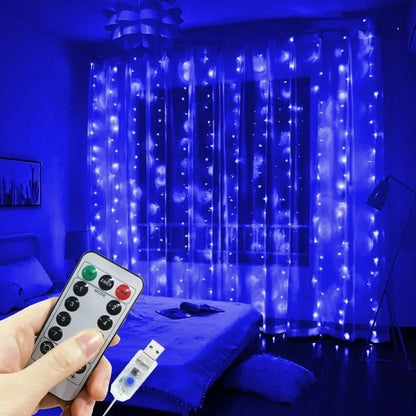Luces USB LED de Cortina – 8 Modos de Iluminación con Control Remoto para Decoración de Dormitorio, Boda, Festividades y Hogar (3M/6M)
