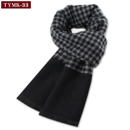 Écharpe d'hiver en imitation cachemire pour homme, douce à carreaux, chaude en mélange de laine, longue, châle, cache-col