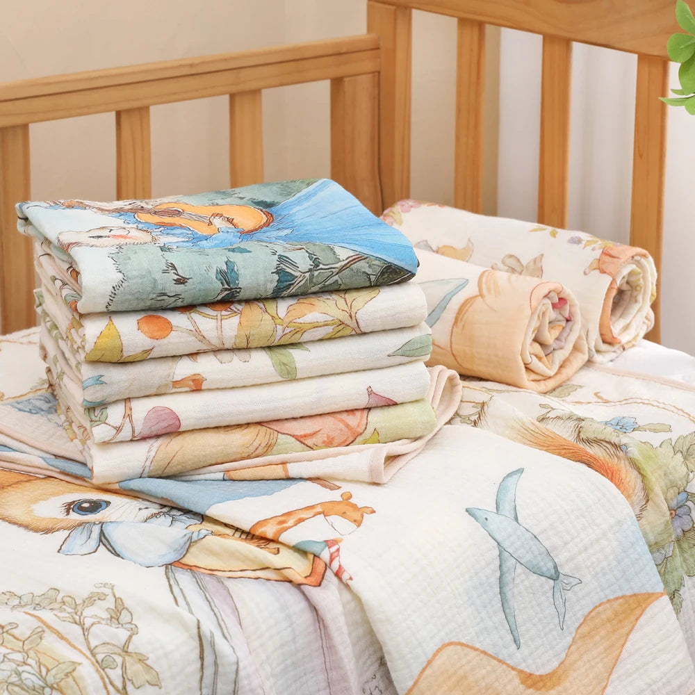 Toalla de baño y manta de gasa de algodón para recién nacidos – Muselina suave y absorbente Clase A para bebés y niños pequeños