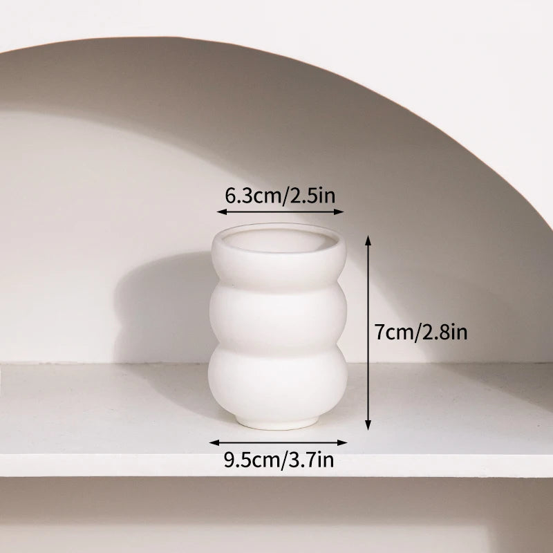 Florero Nórdico de Cerámica Blanca – Jarrón Decorativo Moderno para Sala de Estar, Decoración del Hogar y Escritorio