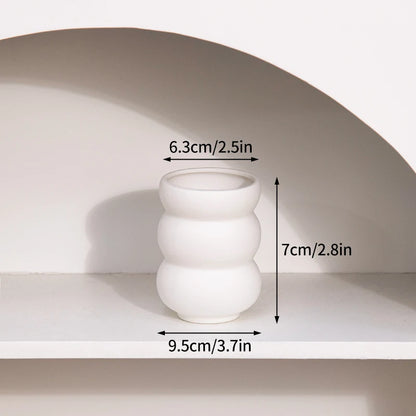 Florero Nórdico de Cerámica Blanca – Jarrón Decorativo Moderno para Sala de Estar, Decoración del Hogar y Escritorio
