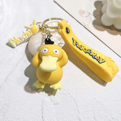 Pokémon Keychain – Pikachu Anime Action Figure Kawaii Cartoon Keyring (Charmander, Psyduck Doll) Car & Bag Pendant Gift