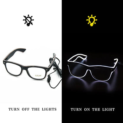 LED EL Wire Light-Up Glasses – Flashing Neon Party Sunglasses for Festivals, Raves & Cosplay