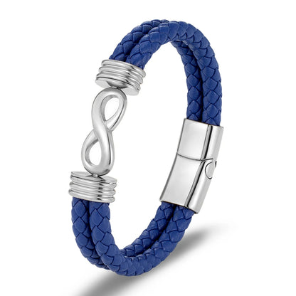 Inspirational Infinity Number 8 Leather Bracelet for Men – Motivational Cuff Bangle, Anniversary & Father’s Day Gift