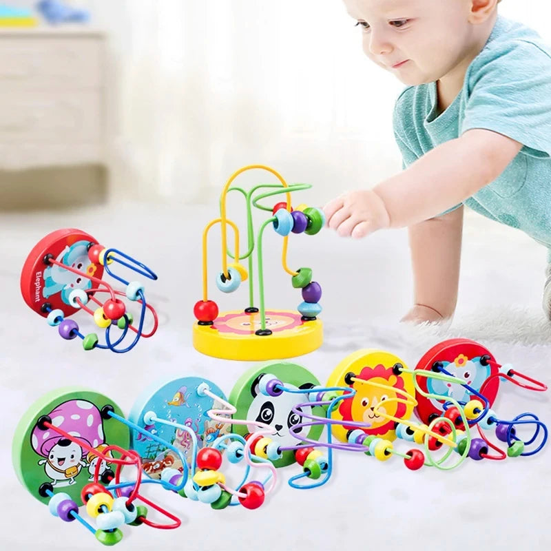 Jouet Montessori en bois de montagnes russes – Labyrinthe de perles pour bébé, boulier d'apprentissage des mathématiques pour les tout-petits de 1 à 3 ans, cadeau de développement éducatif précoce