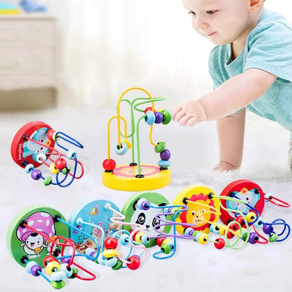 Jouet Montessori en bois de montagnes russes – Labyrinthe de perles pour bébé, boulier d'apprentissage des mathématiques pour les tout-petits de 1 à 3 ans, cadeau de développement éducatif précoce