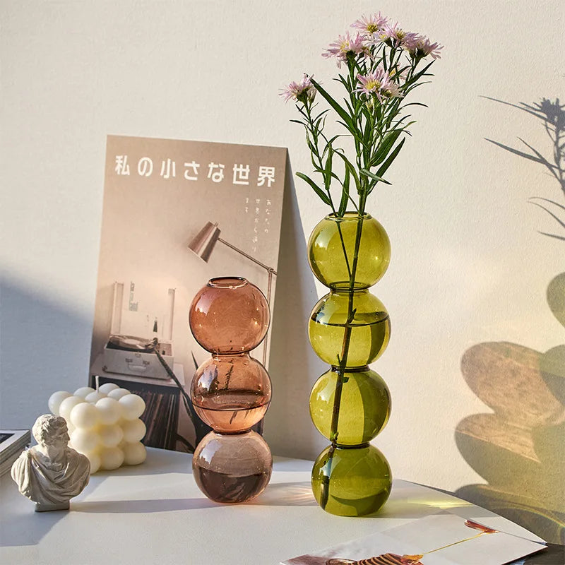 Nordic Glass Flower Vase – Decorative Terrarium Planter for Home, Living Room & Office Décor