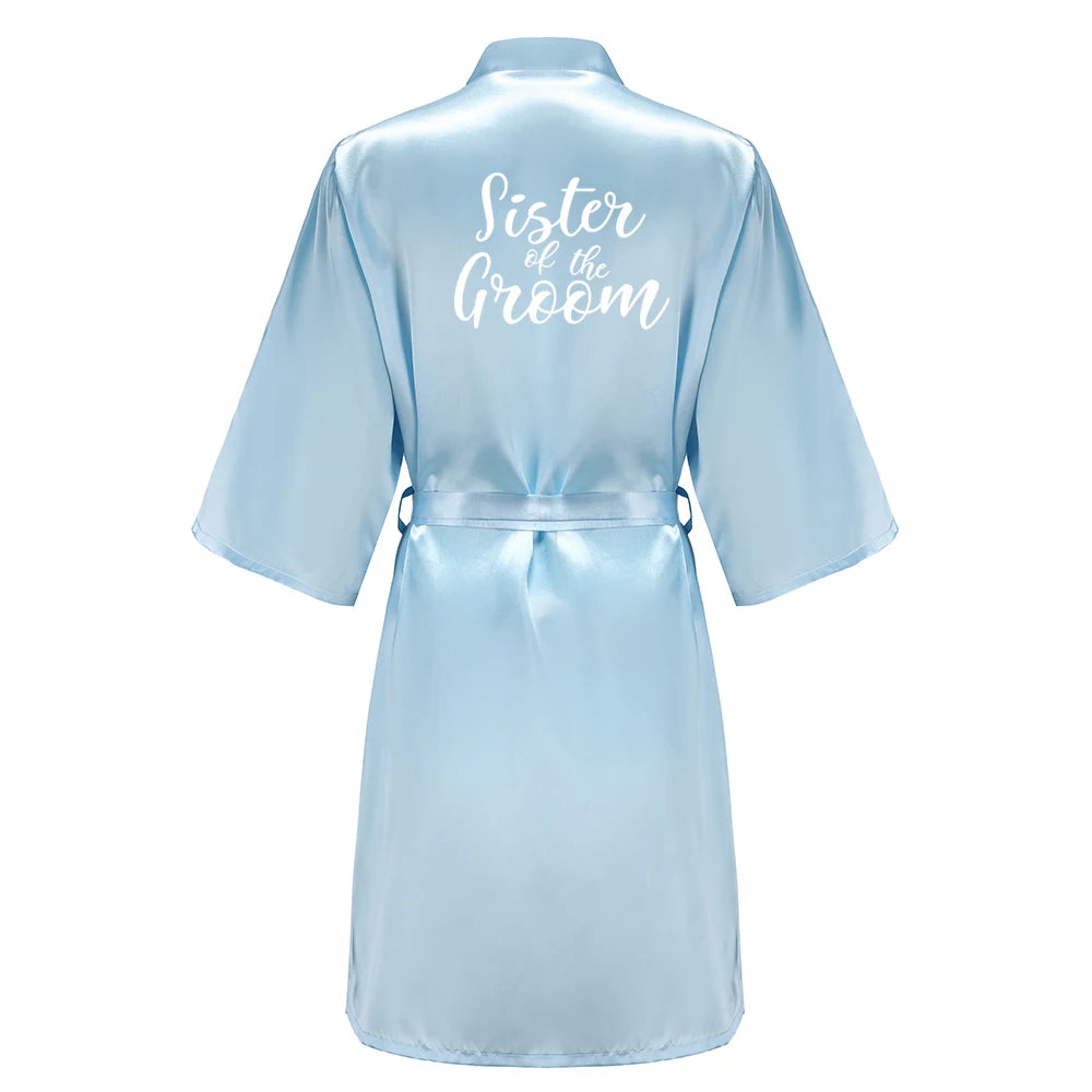Blue Women’s Bridal Bathrobe – Bride Bridesmaid Maid of Honor Get Ready Robe Dressing Gown Gift
