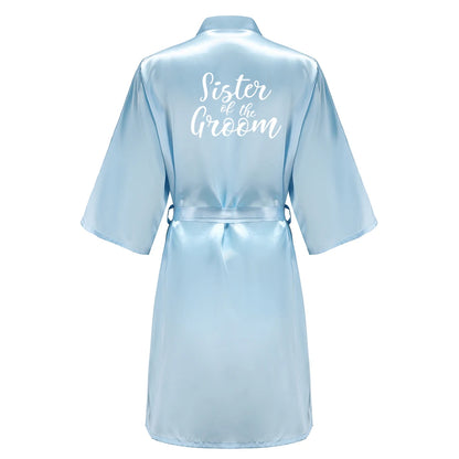 Blue Women’s Bridal Bathrobe – Bride Bridesmaid Maid of Honor Get Ready Robe Dressing Gown Gift