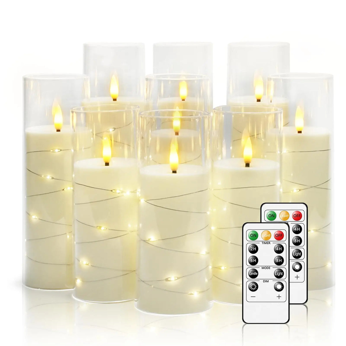 Flickering Flameless LED Pillar Candles – Remote-Controlled Candle Lights with Embedded Star String for Weddings, Christmas & Party Home Decor