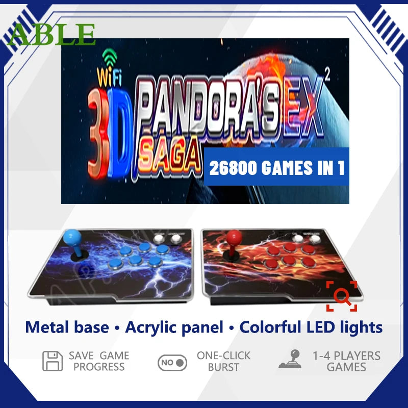 Pandora Saga DX2 Arcade Console – 26800 Games in 1 Retro Gaming Machine with 2 Player Split Controllers & 720P HD