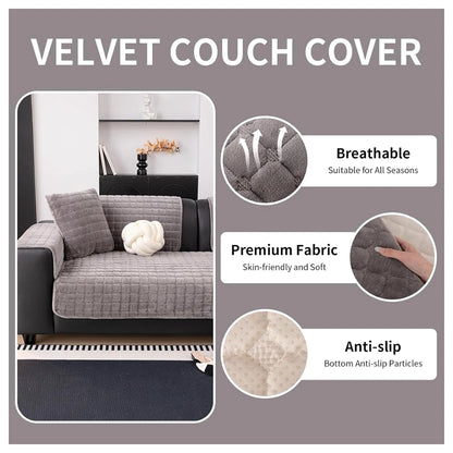 Soft Flannel Non-Slip Sofa Cover – Quilted Furniture Protector for Couch & Living Room Sofa, Warm 1-Seat Cushion Cover