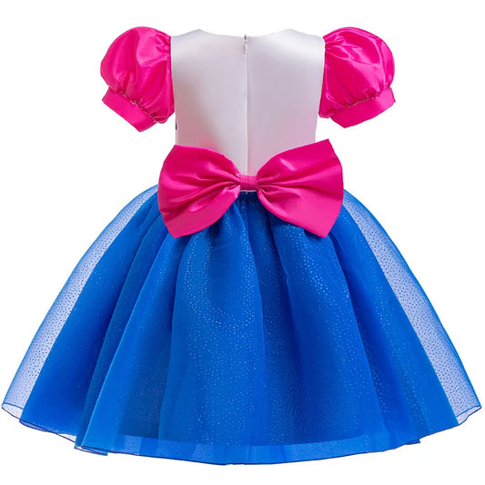 Vestido de Cosplay de Princesa Gato de Dibujos Animados para Niñas – Vestido de Tul con Lazo y Manga Abullonada para Carnaval, Halloween y Fiesta de Cumpleaños