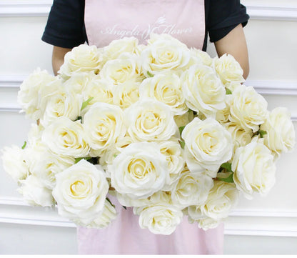 9 Heads Artificial Camellia Rose Bouquet – Realistic Faux Flowers for Wedding Decor, Party Displays, Home Decoration & Floral Gifts