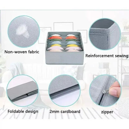 Juego de organizadores plegables de ropa interior de 6/12 piezas – Cajas de almacenamiento para cajones para sujetadores, calcetines, ropa interior y organización de armarios
