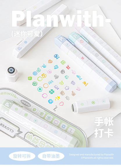 Jeu de tampons journal de listes de tâches mignonnes – Tampons encreurs détachables en forme de stylo pour agenda, carnet, scrapbooking, carnets de voyage et artisanat décoratif