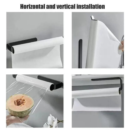 Adhesive Toilet Paper Holder Wall-Mounted Kitchen Roll & Paper Towel Rack No-Drill Tissue Holder