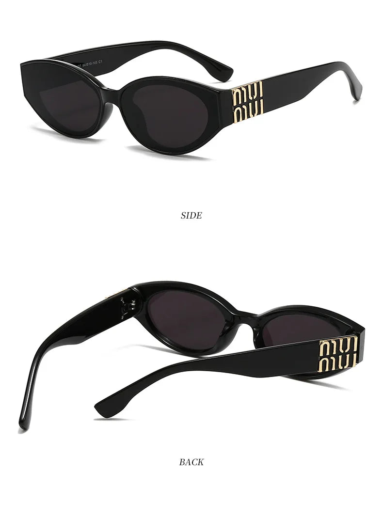Luxury Glamour Sunglasses Men Women Oval UV400 Minimalist Fashion Brand Unisex Stylish Shades Sun Glasses