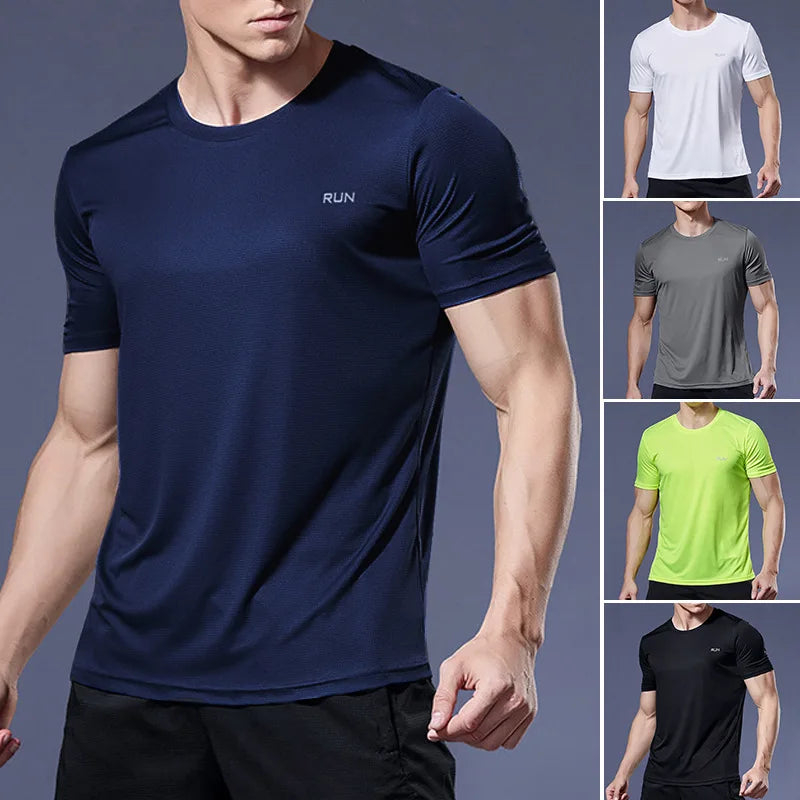 Men's Quick-Dry Gym T-Shirt – Breathable Short Sleeve Running, Training & Bodybuilding Sports Shirt