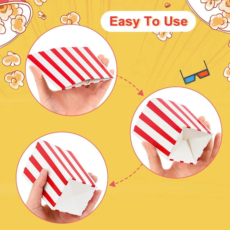 20/50PCS Popcorn Boxes & Fries Cups for Movie Night, Kids Birthday Parties, Weddings, Christmas & Snack Party Favors