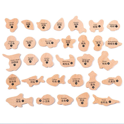 Jouet de Pêche Magnétique en Bois – Jeu d'Apprentissage Montessori sur la Vie Marine, Activité de Pêche Éducative Précoce pour Bébé, Jouet de Développement Cognitif Interactif Parent-Enfant pour Enfants
