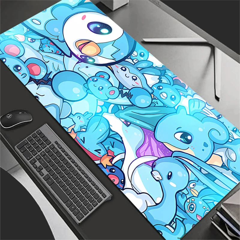 Alfombrilla de ratón XXL Pokémon Kawaii para juegos – Alfombrilla de escritorio extendida de goma antideslizante para teclado, PC, portátil y configuración de oficina