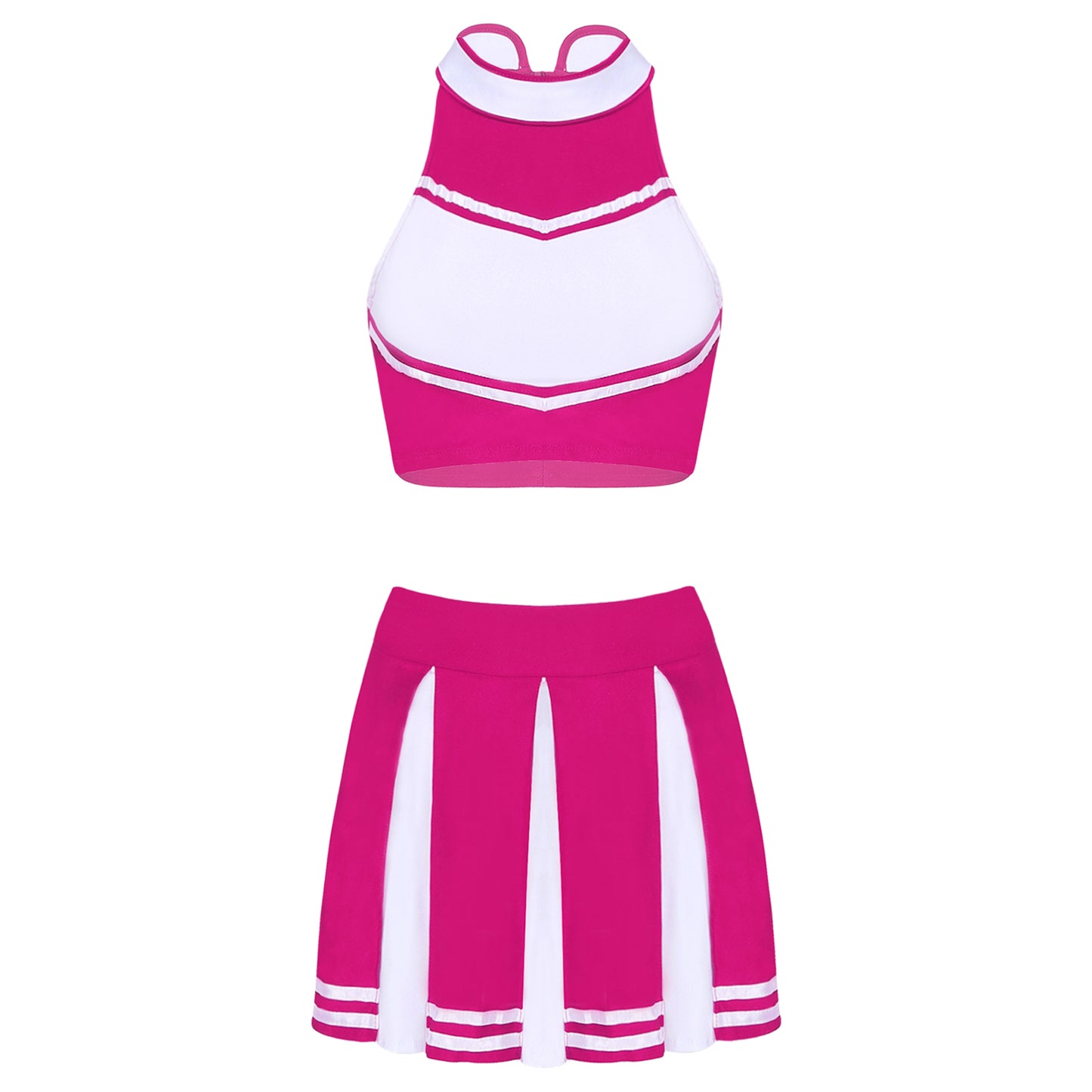 Women’s Cheerleader Cosplay Costume – Uniform Set (Crop Top + Mini Pleated Skirt, Carnival Outfit)