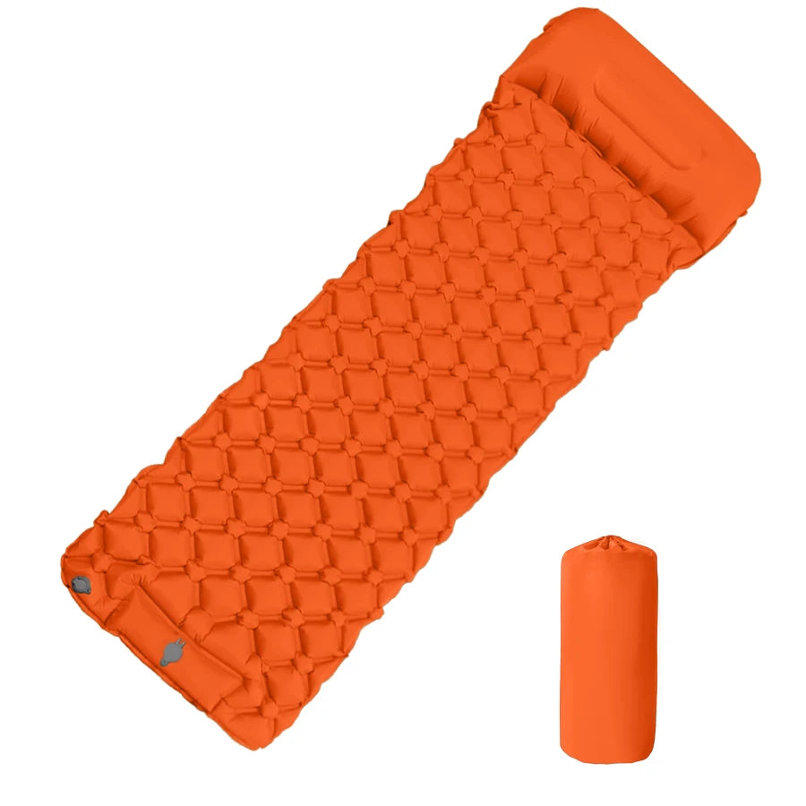Matelas de camping gonflable d'extérieur – Tapis de couchage gonflable ultraléger avec pompe et oreiller intégrés pour la randonnée, le camping, les voyages et les aventures en plein air