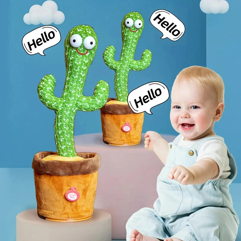 Dancing Cactus Toy – Talking Plush Singing Speaker with Wriggle Dance, Interactive Stuffed Decoration Gift