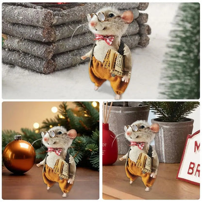 Needle Felted Mouse Christmas Ornament – Cute Wool Felt Mouse Hanging Decoration, Handmade Craft Decor for Christmas Tree & Home