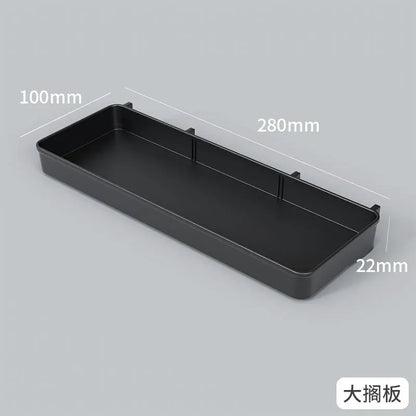 Organizador de pared de tablero perforado sin taladros – Panel de almacenamiento modular con estantes y accesorios para cocina, baño y sala de juegos