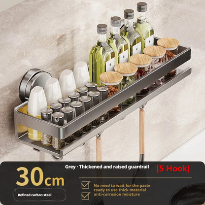 Especiero con Ventosa Montado en la Pared, Estante de Almacenamiento de Cocina sin Taladro para Condimentos y Organización