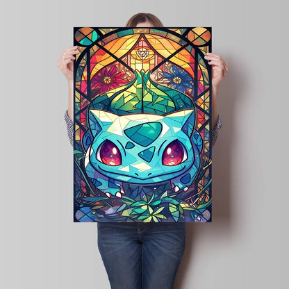 Pokémon Bulbasaur & Pikachu Canvas Wall Art – Bright Garden Themed Cartoon Home Living Room Decor